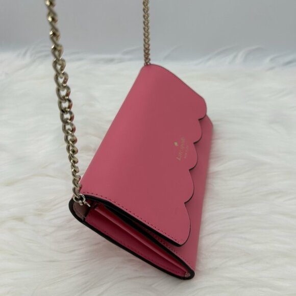NWOT Kate Spade Gemma in Deep Hibiscus Smooth Leather Wallet on a Chain - Picture 4 of 15